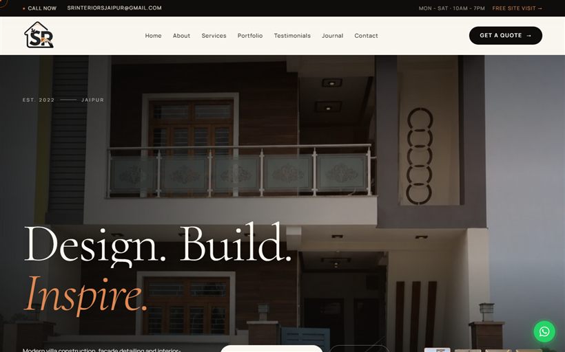 SR Interiors & Construction website by Xper8